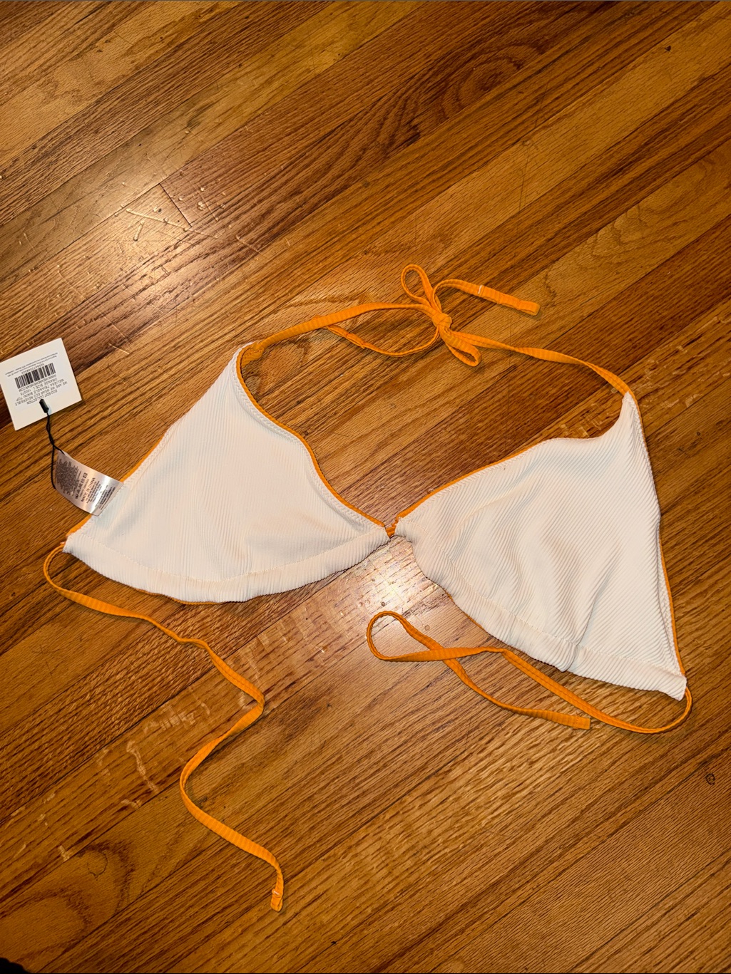 We Are We Wear Melissa Reversible Ribbed Triangle Top Bikini In Orange Asos L — image 4 of 5